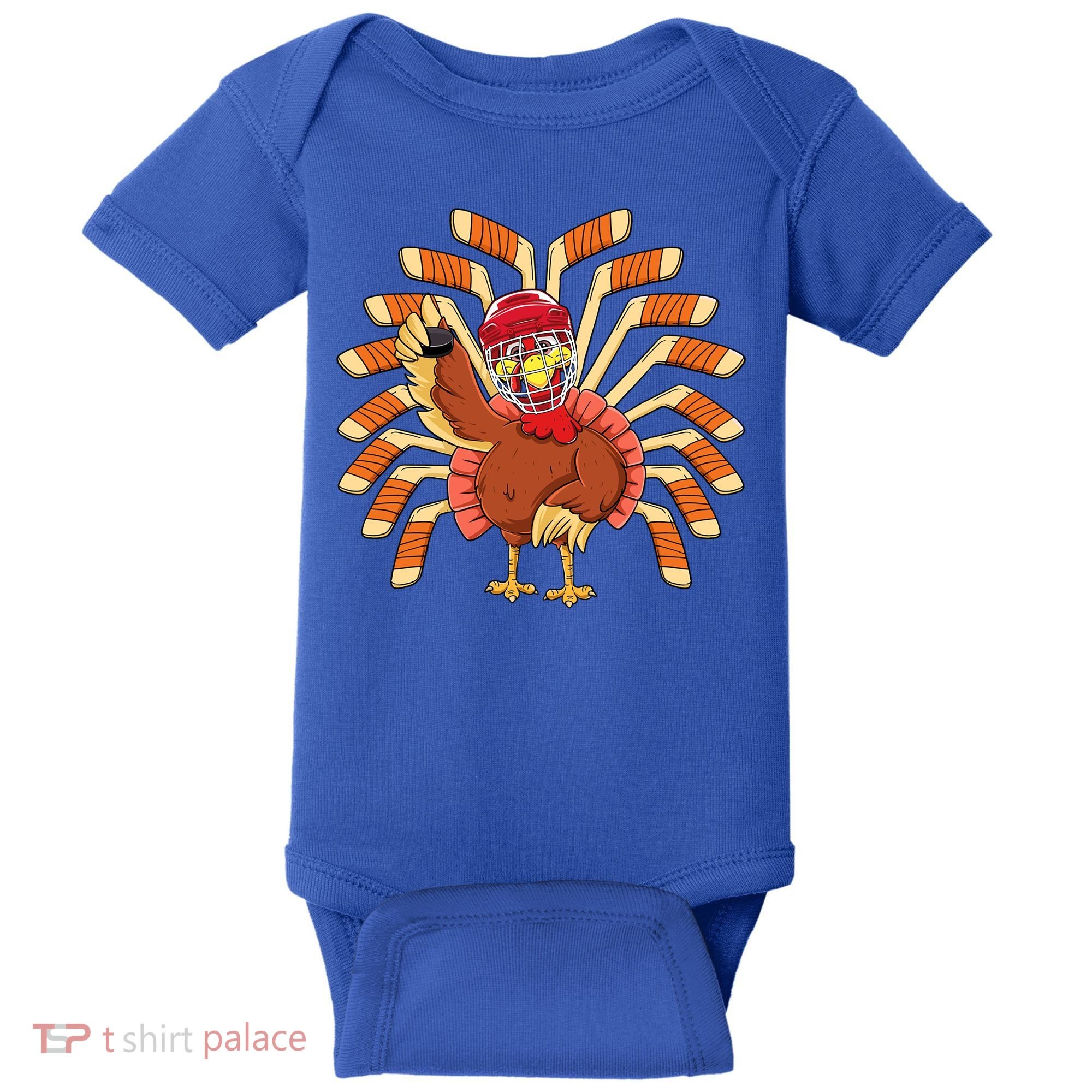 Ice Hockey Thanksgiving Turkey Playing Hockey Meaningful Gift Baby Bodysuit