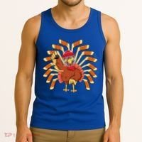 Ice Hockey Thanksgiving Turkey Playing Hockey Meaningful Gift Tank Top thumb 3