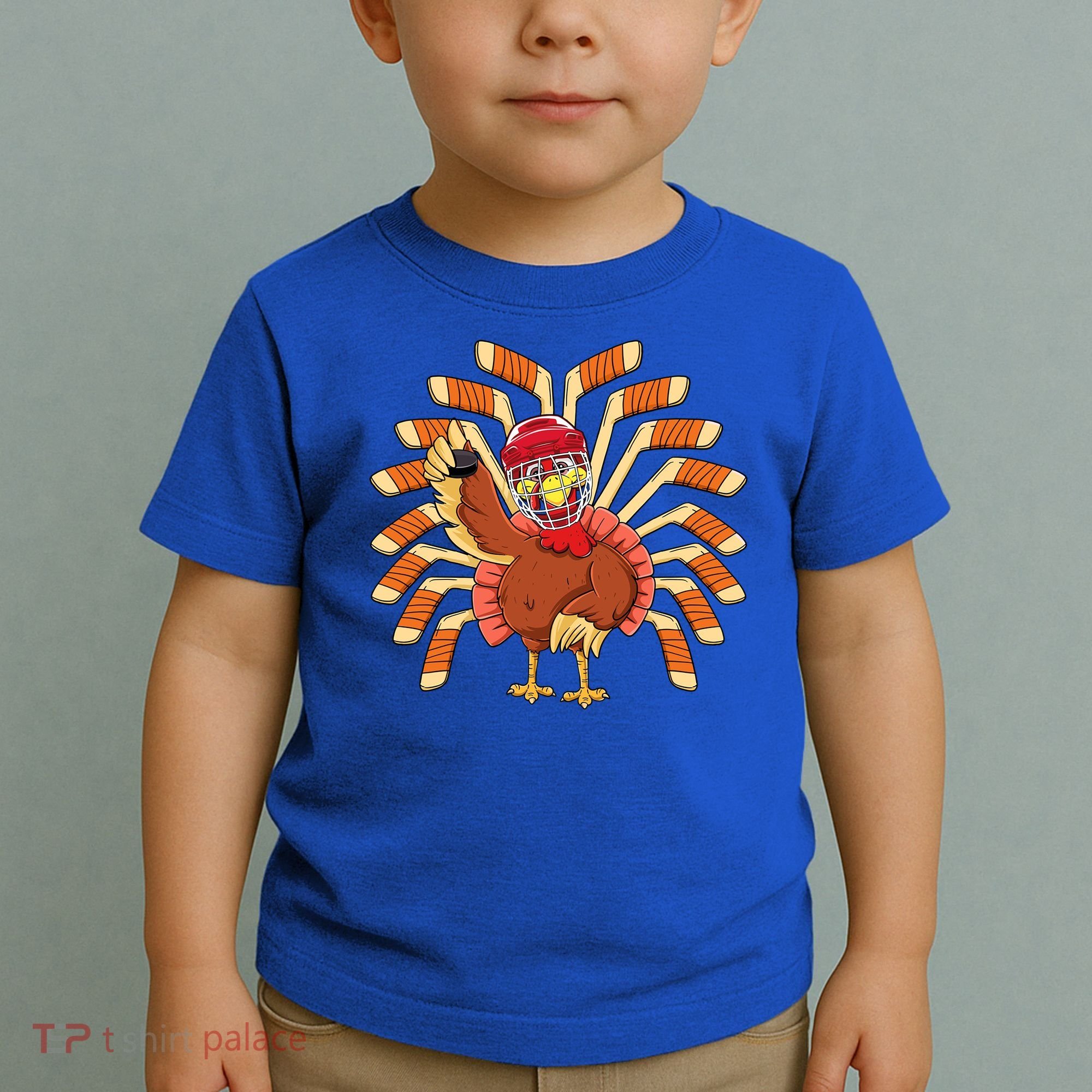 Ice Hockey Thanksgiving Turkey Playing Hockey Meaningful Gift Toddler T-Shirt