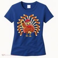 Ice Hockey Thanksgiving Turkey Playing Hockey Meaningful Gift Women's T-Shirt thumb 0