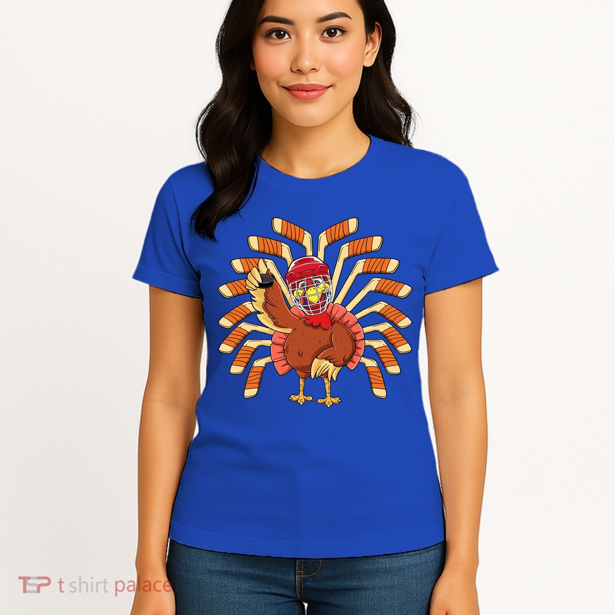 Ice Hockey Thanksgiving Turkey Playing Hockey Meaningful Gift Women's T-Shirt