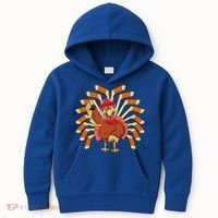 Ice Hockey Thanksgiving Turkey Playing Hockey Meaningful Gift Kids Hoodie thumb 0
