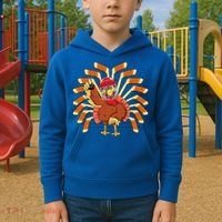 Ice Hockey Thanksgiving Turkey Playing Hockey Meaningful Gift Kids Hoodie thumb 2
