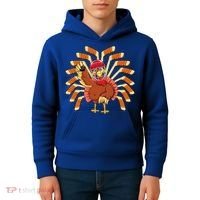 Ice Hockey Thanksgiving Turkey Playing Hockey Meaningful Gift Kids Hoodie thumb 4