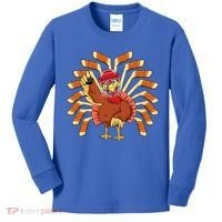 Ice Hockey Thanksgiving Turkey Playing Hockey Meaningful Gift Kids Long Sleeve Shirt thumb 0