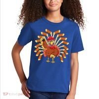 Ice Hockey Thanksgiving Turkey Playing Hockey Meaningful Gift Kids T-Shirt thumb 2