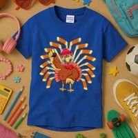 Ice Hockey Thanksgiving Turkey Playing Hockey Meaningful Gift Kids T-Shirt thumb 3