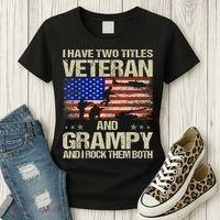 I Have Two Titles Veteran And Grampy And I Rock Them Both Women's T-Shirt thumb 3