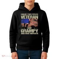 I Have Two Titles Veteran And Grampy And I Rock Them Both Kids Hoodie thumb 4