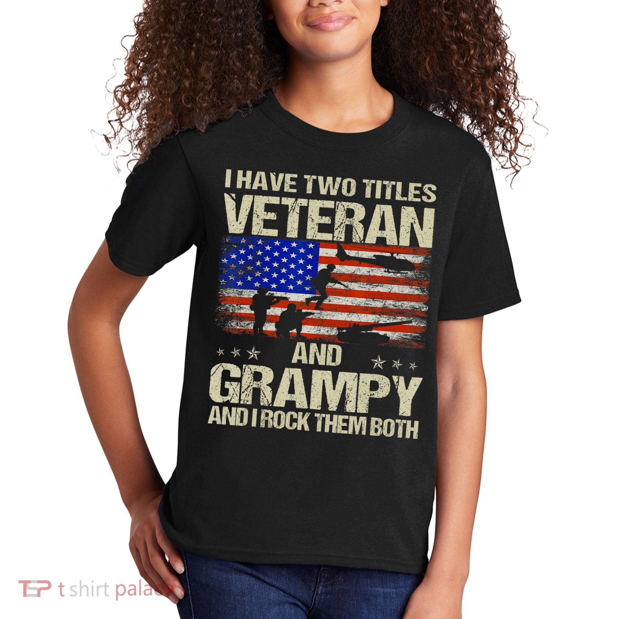 I Have Two Titles Veteran And Grampy And I Rock Them Both Kids T-Shirt