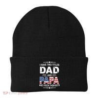 I Have Two Titles Dad And Papa Rock Them Both USA Beanie thumb 0