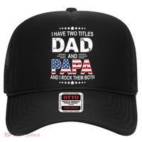 I Have Two Titles Dad And Papa Rock Them Both USA Hat thumb 0