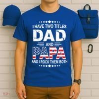 I Have Two Titles Dad And Papa Rock Them Both USA T-Shirt thumb 6