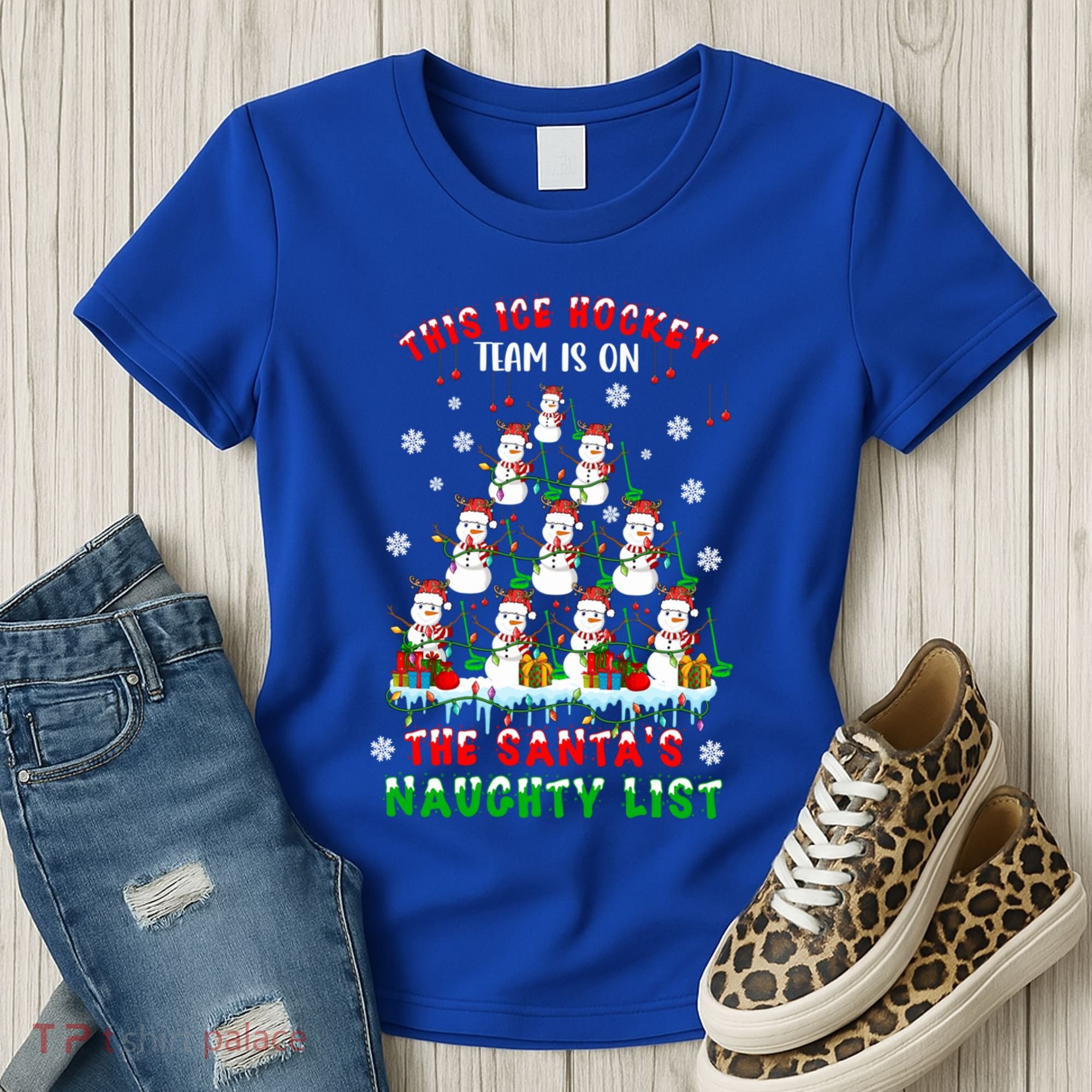Ice Hockey Team On SantaS Naughty List Snow Ice Hockey Gift Women's T-Shirt