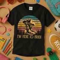 IM Here To Pardi Cowboy Sunset Boots Hats Sunset Kids T-Shirt thumb 3