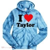 I Heart Taylor First Name I Love Personalized I Love Taylor Tie Dye Hoodie thumb 0
