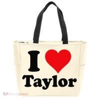 I Heart Taylor First Name I Love Personalized I Love Taylor Tote Bag thumb 0