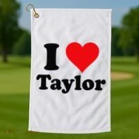 I Heart Taylor First Name I Love Personalized I Love Taylor Golf Towel thumb 1