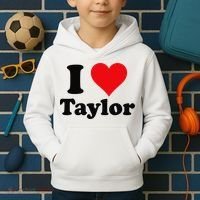 I Heart Taylor First Name I Love Personalized I Love Taylor Kids Hoodie thumb 2