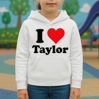 I Heart Taylor First Name I Love Personalized I Love Taylor Kids Hoodie thumb 3