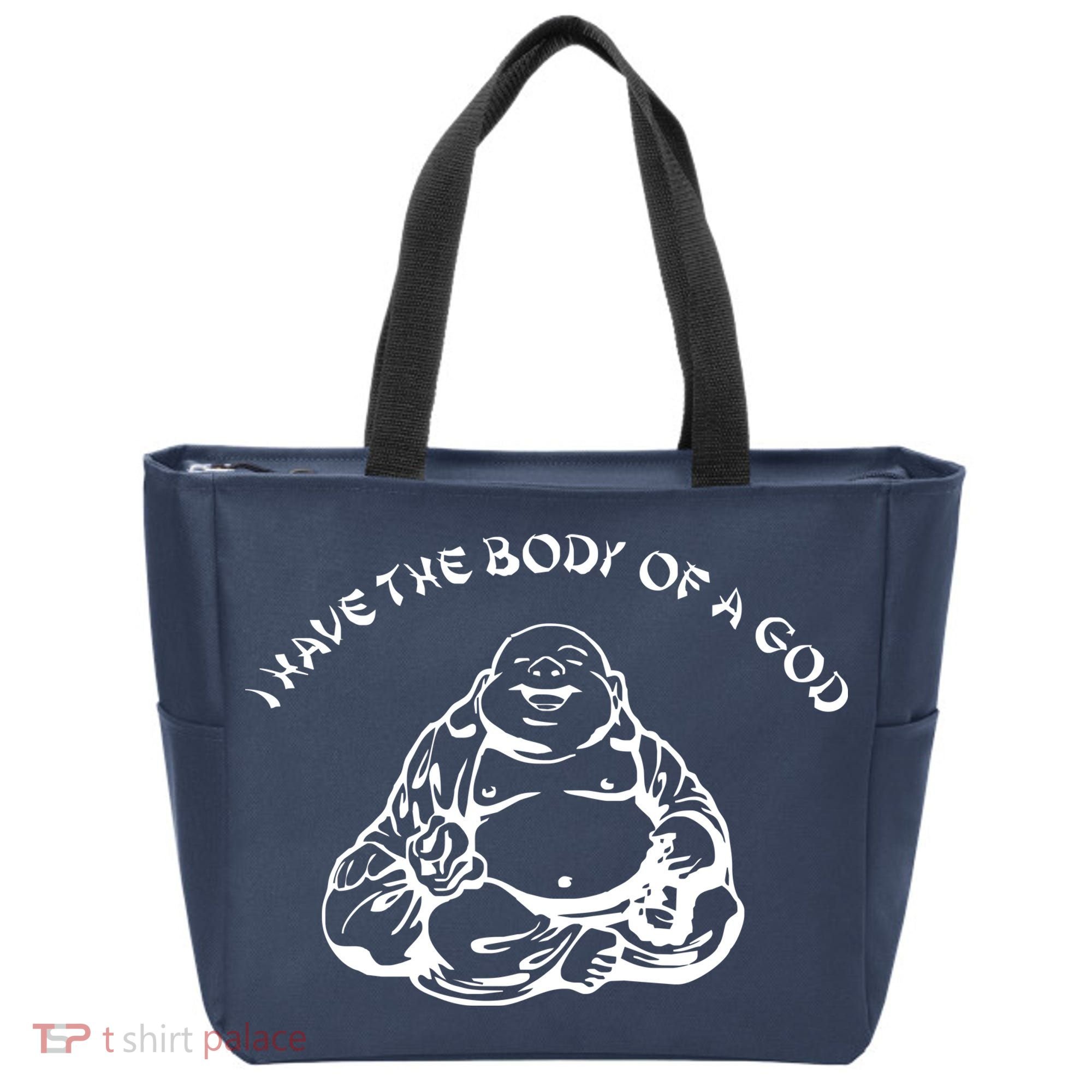 I Have The Body Of A God Funny Buddha Budda Banter Fat Food Tote Bag