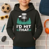 I'd Hit That, Disc Golfing Disc Golf Lover Kids Hoodie thumb 2