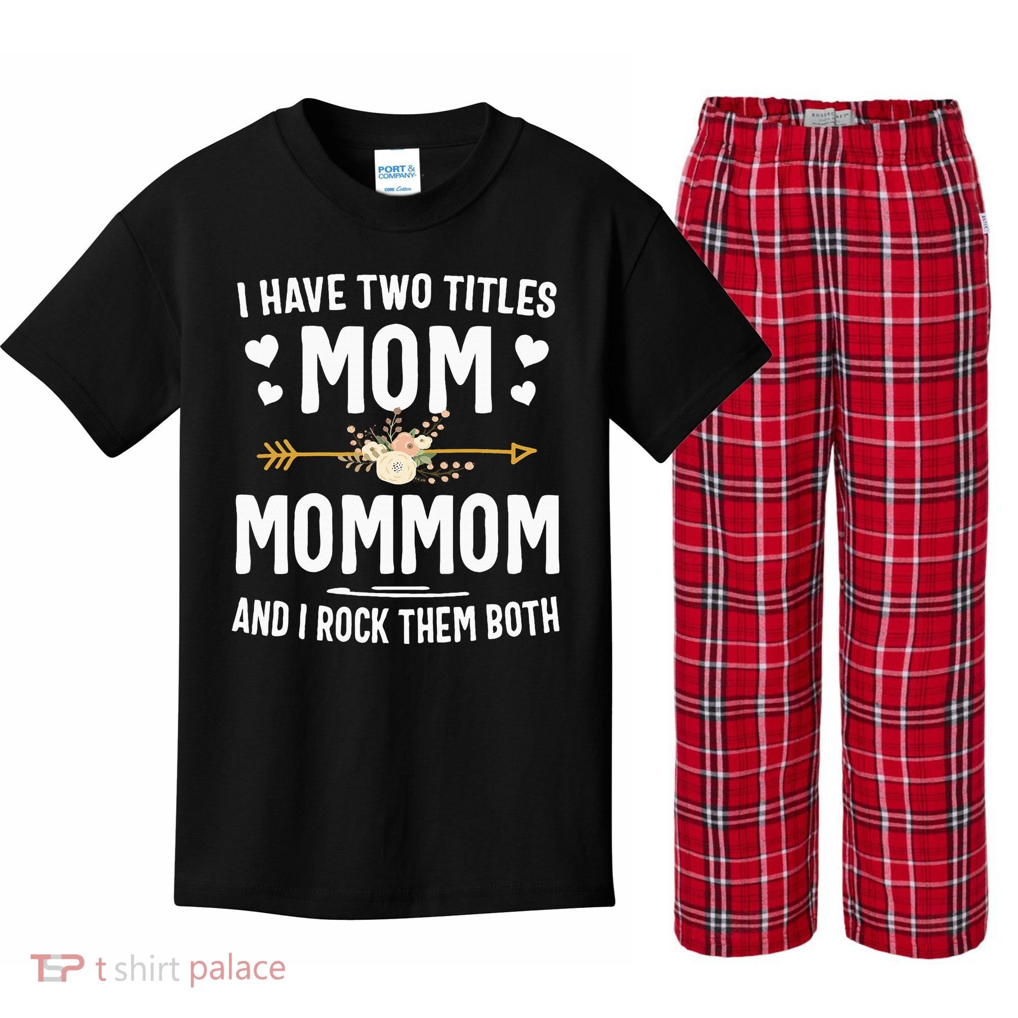 I Have Two Titles Mom And Mommom Mothers Day Gifts Kids Plaid Pajama Set