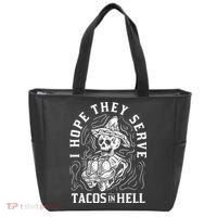I Hope They Serve Tacos In Hell Halloween Taco Tuesday Gift Tote Bag thumb 0