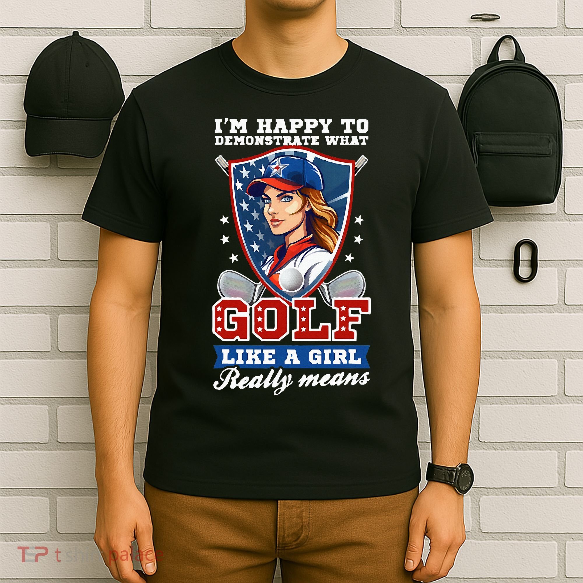 IM Happy To Demonstrate What Golf Funny Golf 4th Of July T-Shirt