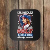 IM Happy To Demonstrate What Golf Funny Golf 4th Of July Coaster thumb 0
