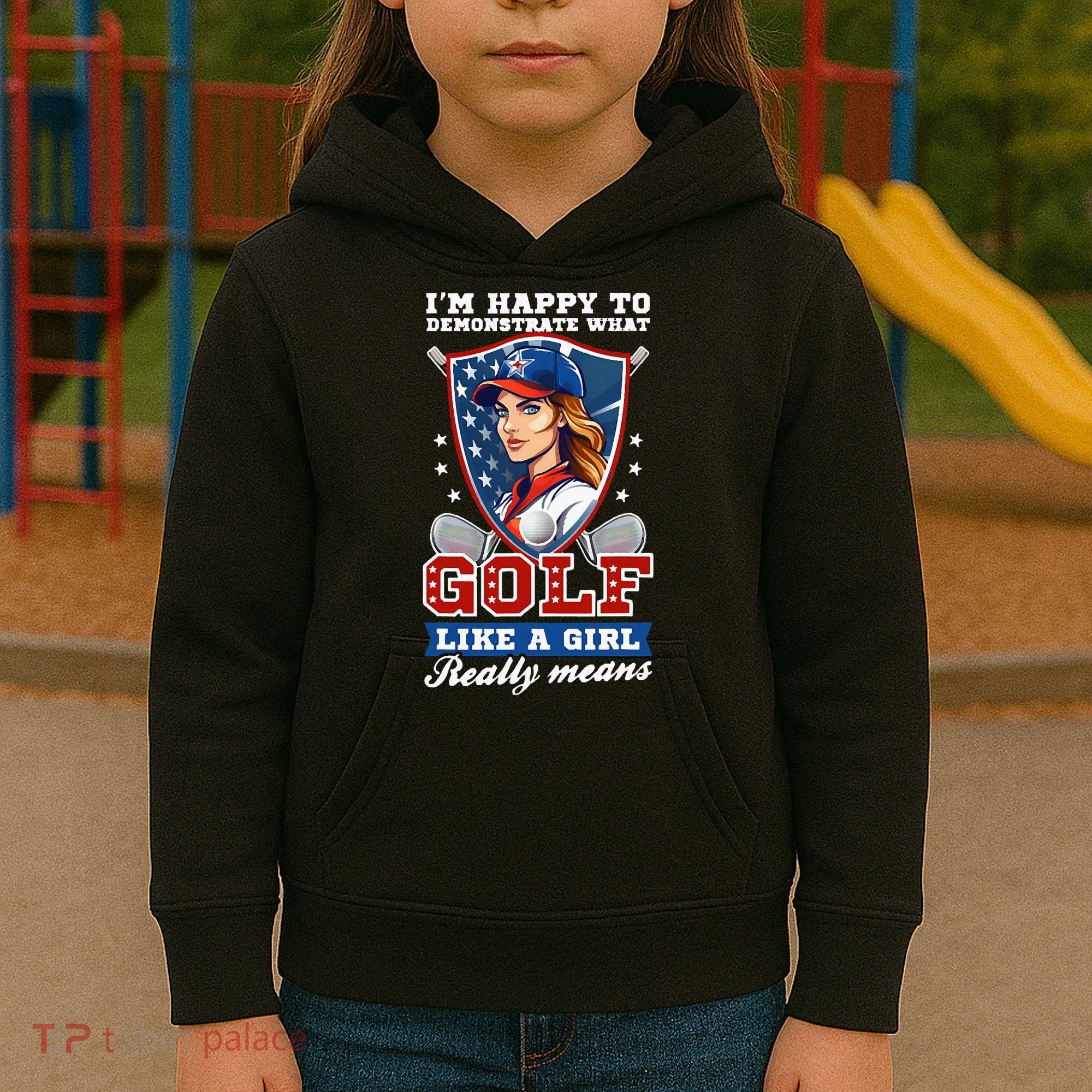 IM Happy To Demonstrate What Golf Funny Golf 4th Of July Kids Hoodie