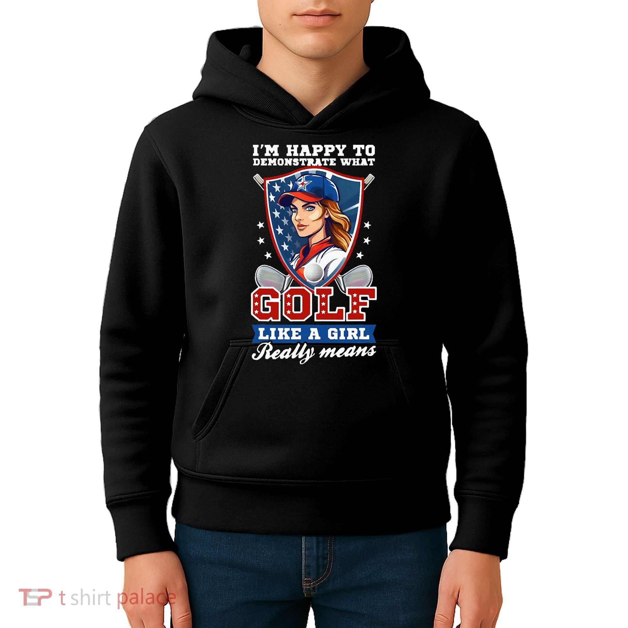 IM Happy To Demonstrate What Golf Funny Golf 4th Of July Kids Hoodie