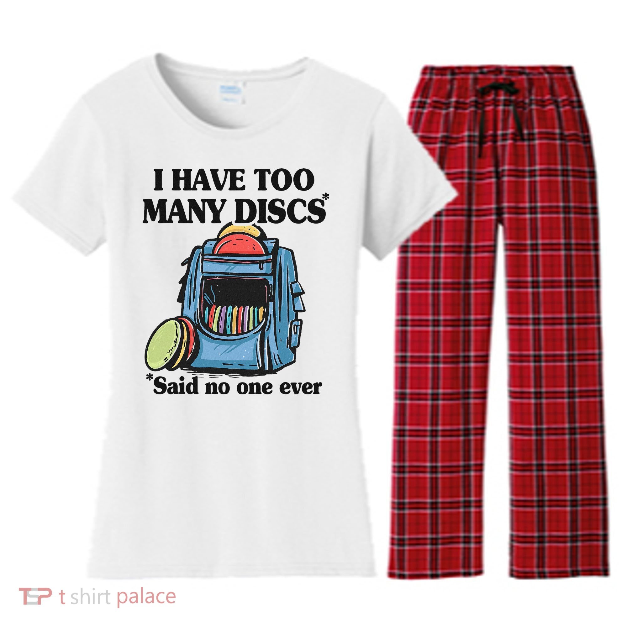 I Have Too Many Discs Disc Golf Backpack Funny Disc Golf Women's Flannel Pajama Set