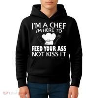 I'm Here To Feed Your Ass Not It Funny Chef Kids Hoodie thumb 4