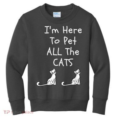 I'm Here To Pet All The Cats Kids Sweatshirt