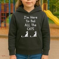I'm Here To Pet All The Cats Kids Hoodie thumb 3