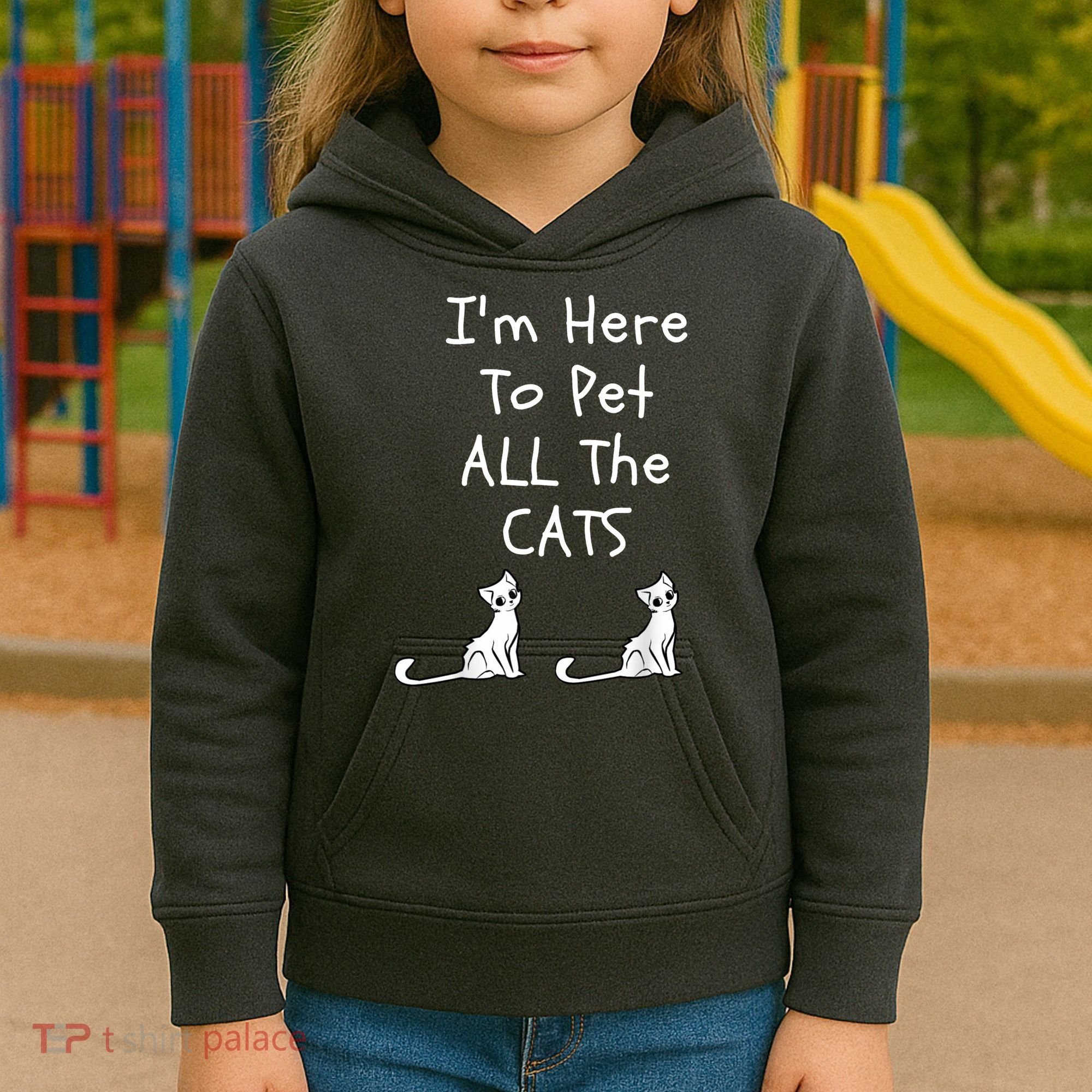 I'm Here To Pet All The Cats Kids Hoodie