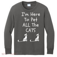 I'm Here To Pet All The Cats Kids Long Sleeve Shirt thumb 0