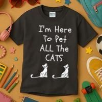 I'm Here To Pet All The Cats Kids T-Shirt thumb 3