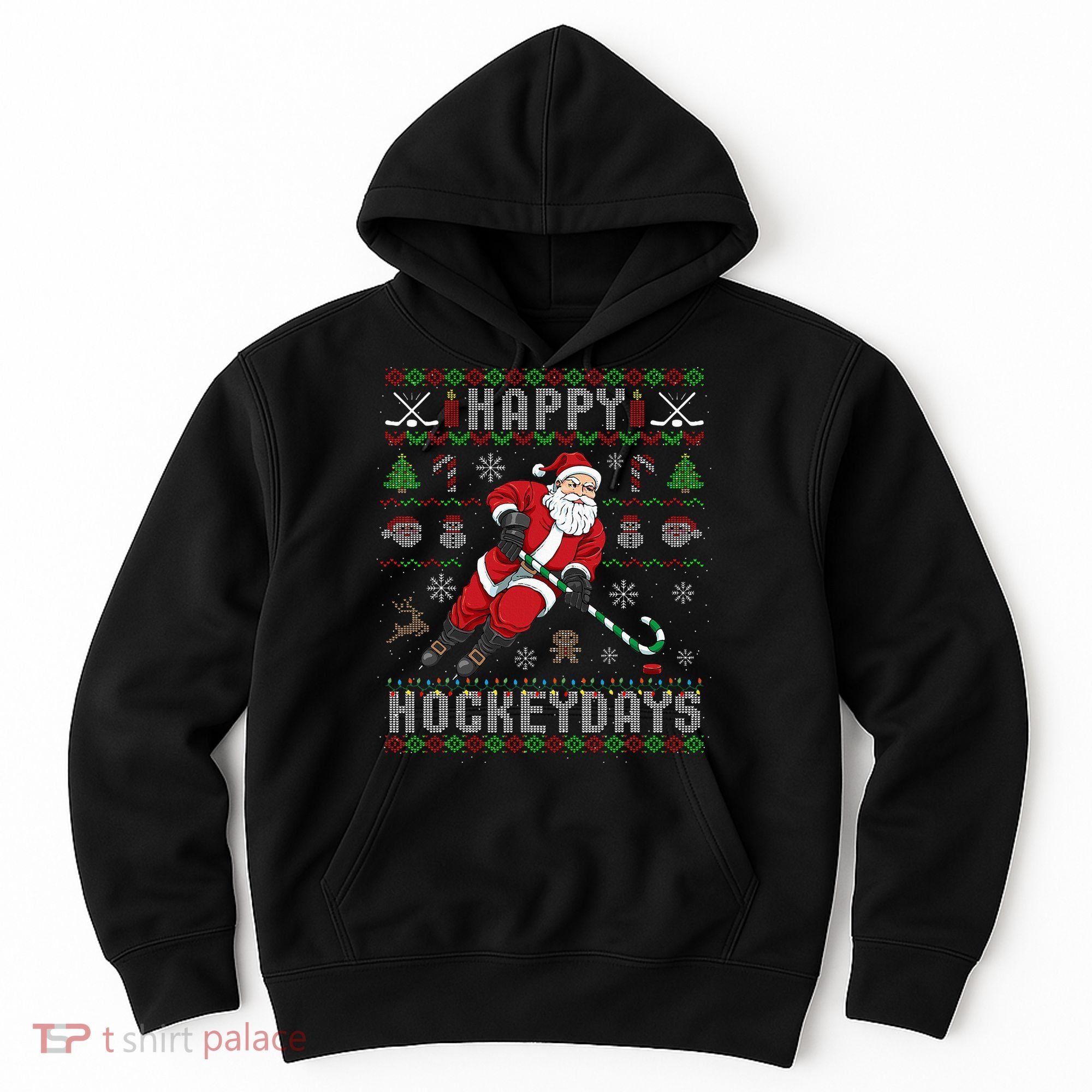 Ice Hockey Ugly Christmas Santa Claus Hoodie