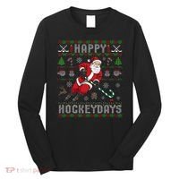 Ice Hockey Ugly Christmas Santa Claus Long Sleeve Shirt thumb 0