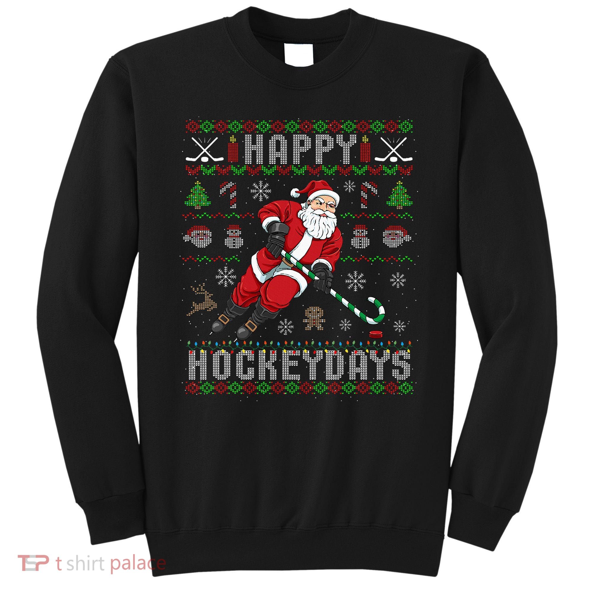 Ice Hockey Ugly Christmas Santa Claus Sweatshirt
