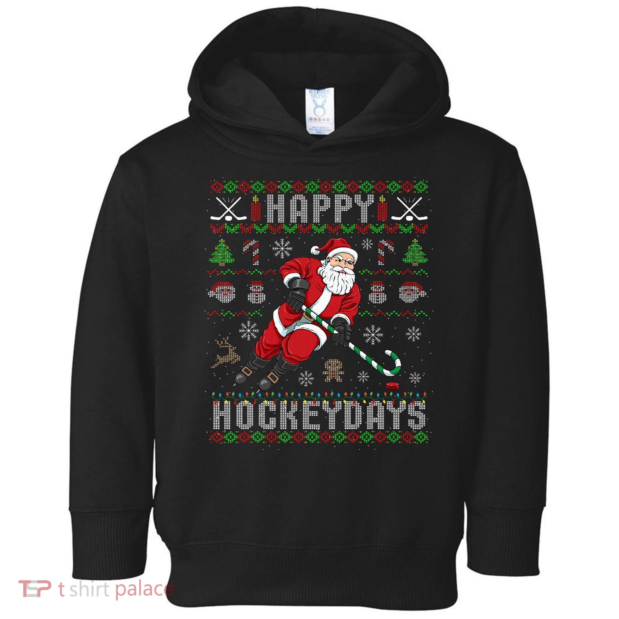 Ice Hockey Ugly Christmas Santa Claus Toddler Hoodie