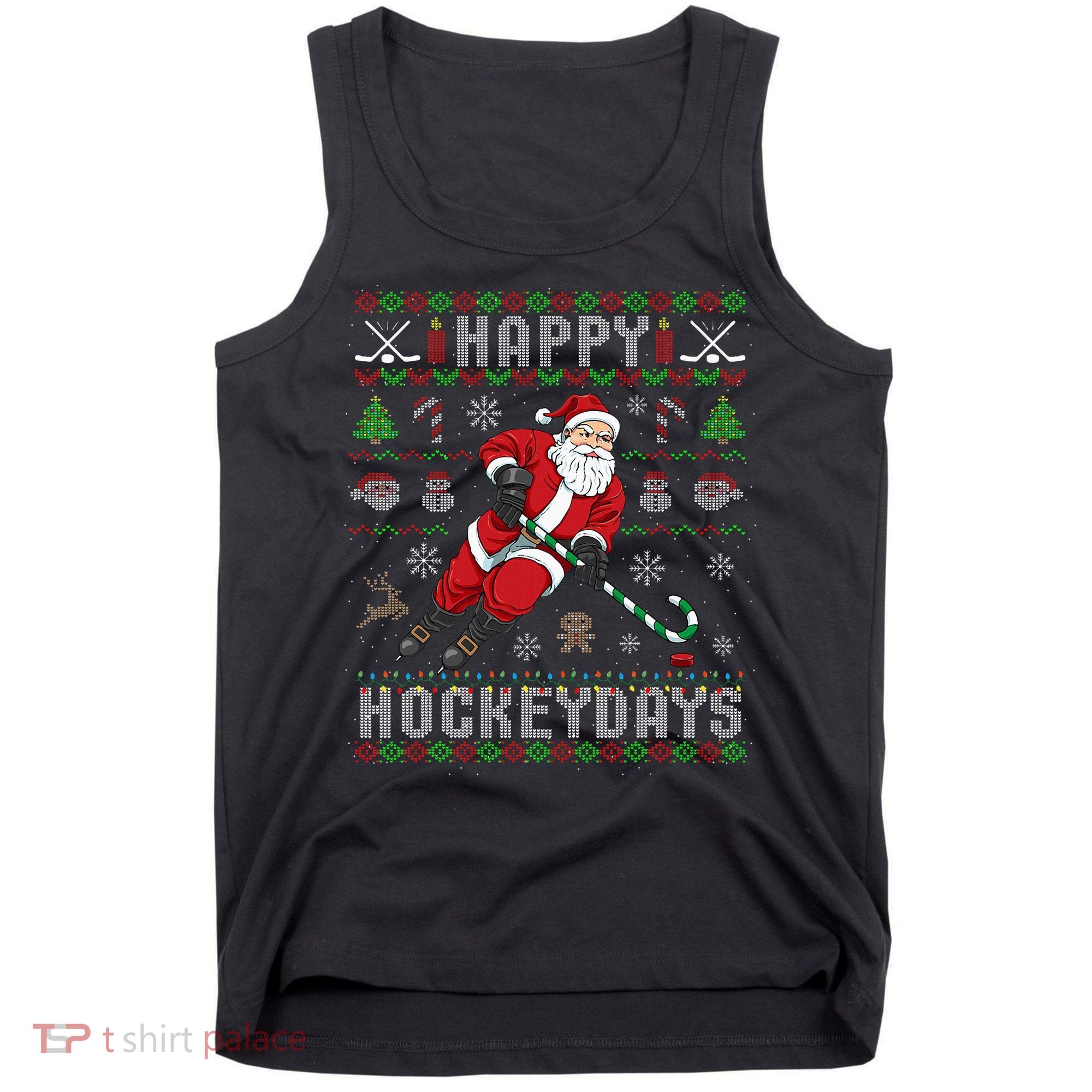 Ice Hockey Ugly Christmas Santa Claus Tank Top