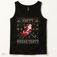Ice Hockey Ugly Christmas Santa Claus Tank Top thumb 2