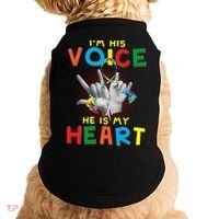 I'm His Voice He Is My Heart Autism Awareness Doggie Tank thumb 0