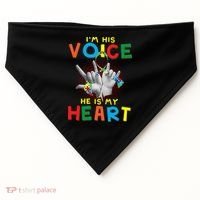 I'm His Voice He Is My Heart Autism Awareness USA-Made Doggie Bandana thumb 0