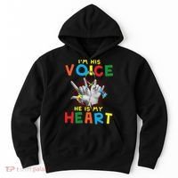 I'm His Voice He Is My Heart Autism Awareness Hoodie thumb 0