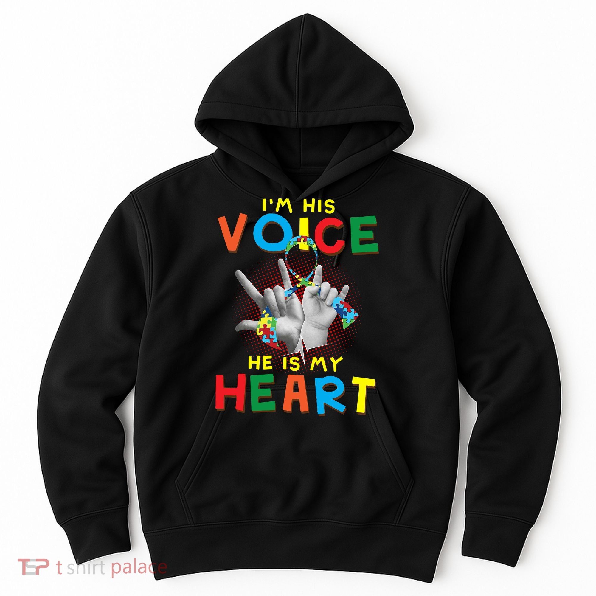 I'm His Voice He Is My Heart Autism Awareness Hoodie