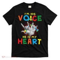 I'm His Voice He Is My Heart Autism Awareness T-Shirt thumb 0